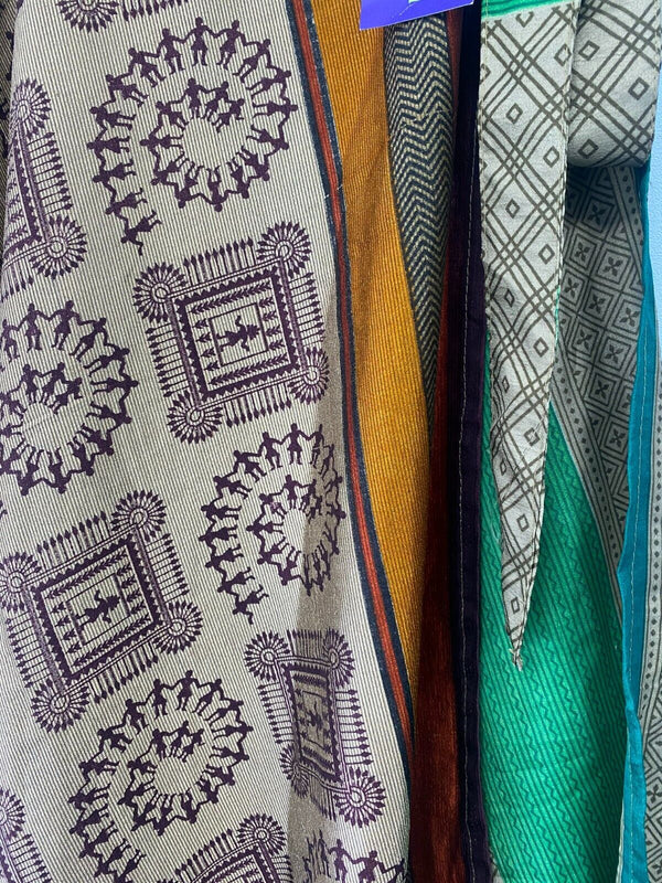 Festival Stall LTD Boho festival Clothing Wrap Skirt long maxi reversible Boho hippy Festival sari silk vintage UK 8 - 18