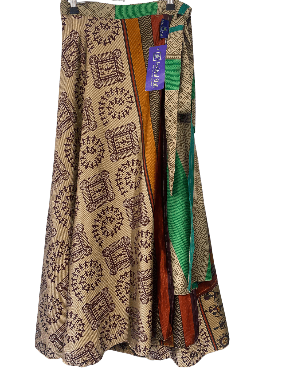 Festival Stall LTD Boho festival Clothing Wrap Skirt long maxi reversible Boho hippy Festival sari silk vintage UK 8 - 18