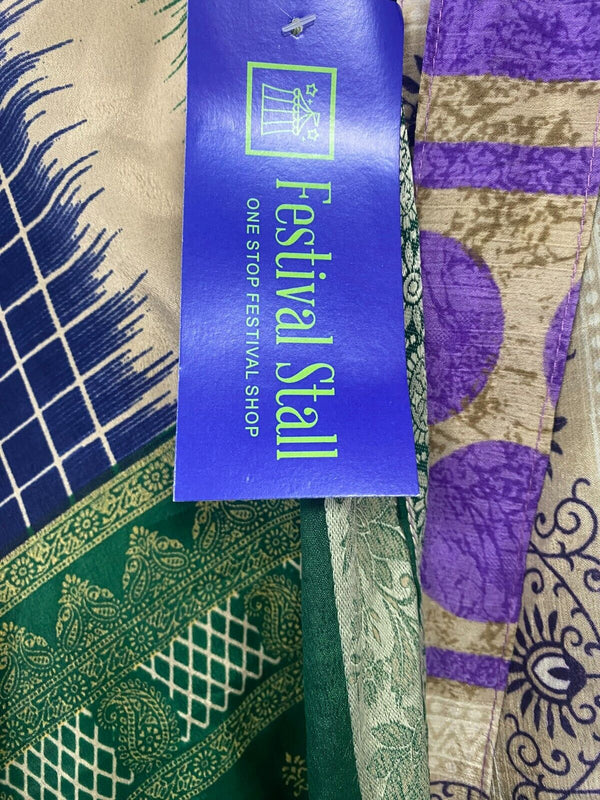 Festival Stall LTD Boho festival Clothing Wrap Skirt long maxi reversible Boho hippy Festival sari silk vintage UK 8 - 18