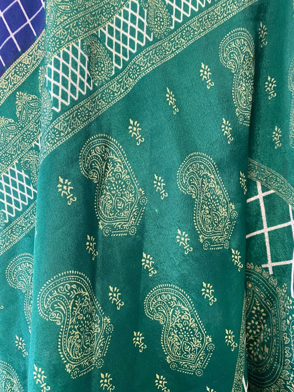 Festival Stall LTD Boho festival Clothing Wrap Skirt long maxi reversible Boho hippy Festival sari silk vintage UK 8 - 18