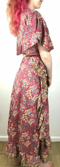 Festival Stall LTD Boho festival Clothing Wrap Dress boho hippy Festival SILK Dusky PINK party wedding outfit One Sz 8 - 14
