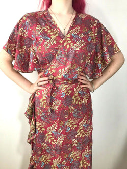 Festival Stall LTD Boho festival Clothing Wrap Dress boho hippy Festival SILK Dusky PINK party wedding outfit One Sz 8 - 14