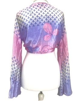 Festival Stall LTD Boho festival Clothing Wrap Blouse Top Boho hippy festival retro silk bell sleeve kimono UK 8 10 12 14