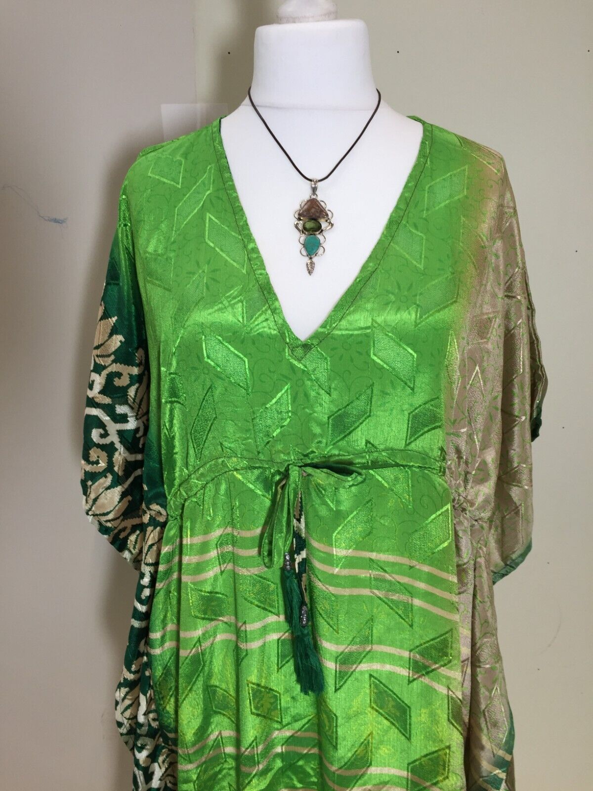 Festival Stall LTD Boho festival Clothing Tunic, Kaftan Top Cover up dress Boho hippy, festival Sari Silk Long UK 8 - 18
