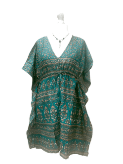 Festival Stall LTD Boho festival Clothing Kaftan FESTIVAL Tunic Dress Top blouse Boho hippy Sari Silk Cover up UK 8 - 18