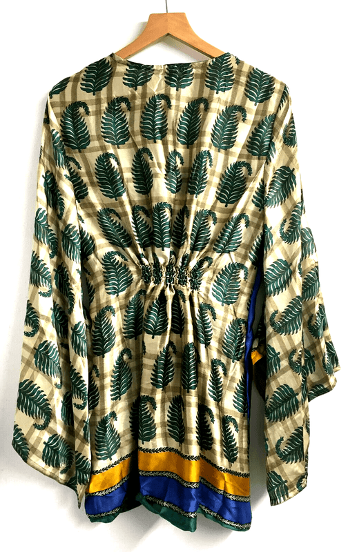 Festival Stall LTD Boho festival Clothing KAFTAN Boho Hippy Tunic Top Festival Sari Silk Blouse Cover up UK 10 12 14 16 18