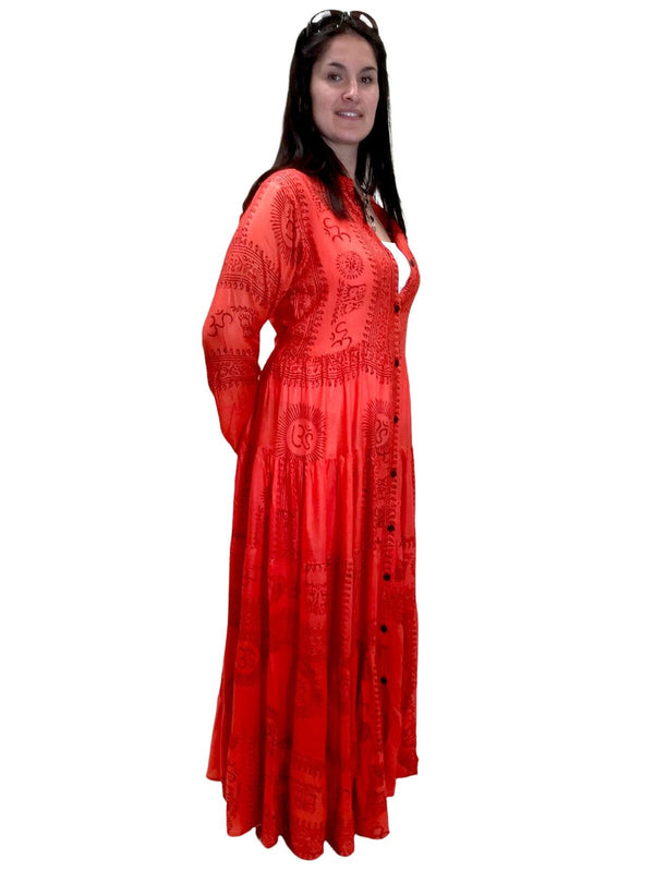 Festival Stall LTD Boho festival Clothing RED Maxi Dress Boho hippy festival Style print yoga long summer UK 8 10 12 14 16