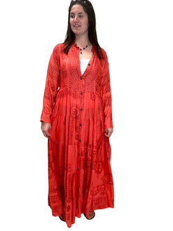 Festival Stall LTD Boho festival Clothing RED Maxi Dress Boho hippy festival Style print yoga long summer UK 8 10 12 14 16