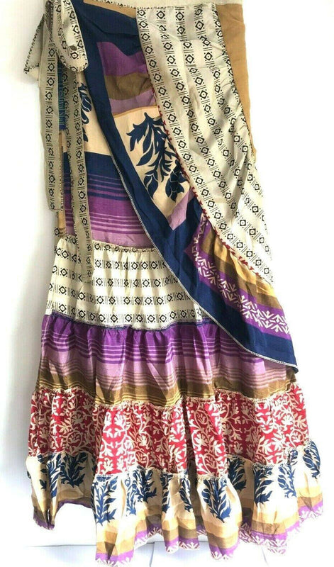 Festival Stall LTD Boho festival Clothing Wrap long frilled maxi skirt Boho hippy gypsy festival sari silk one size 8 - 18