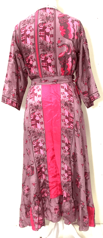 Festival Stall LTD Boho festival Clothing Wrap Dress Boho hippy Festival Long Sari - Silk pretty Pink summer UK 8 10 12 14