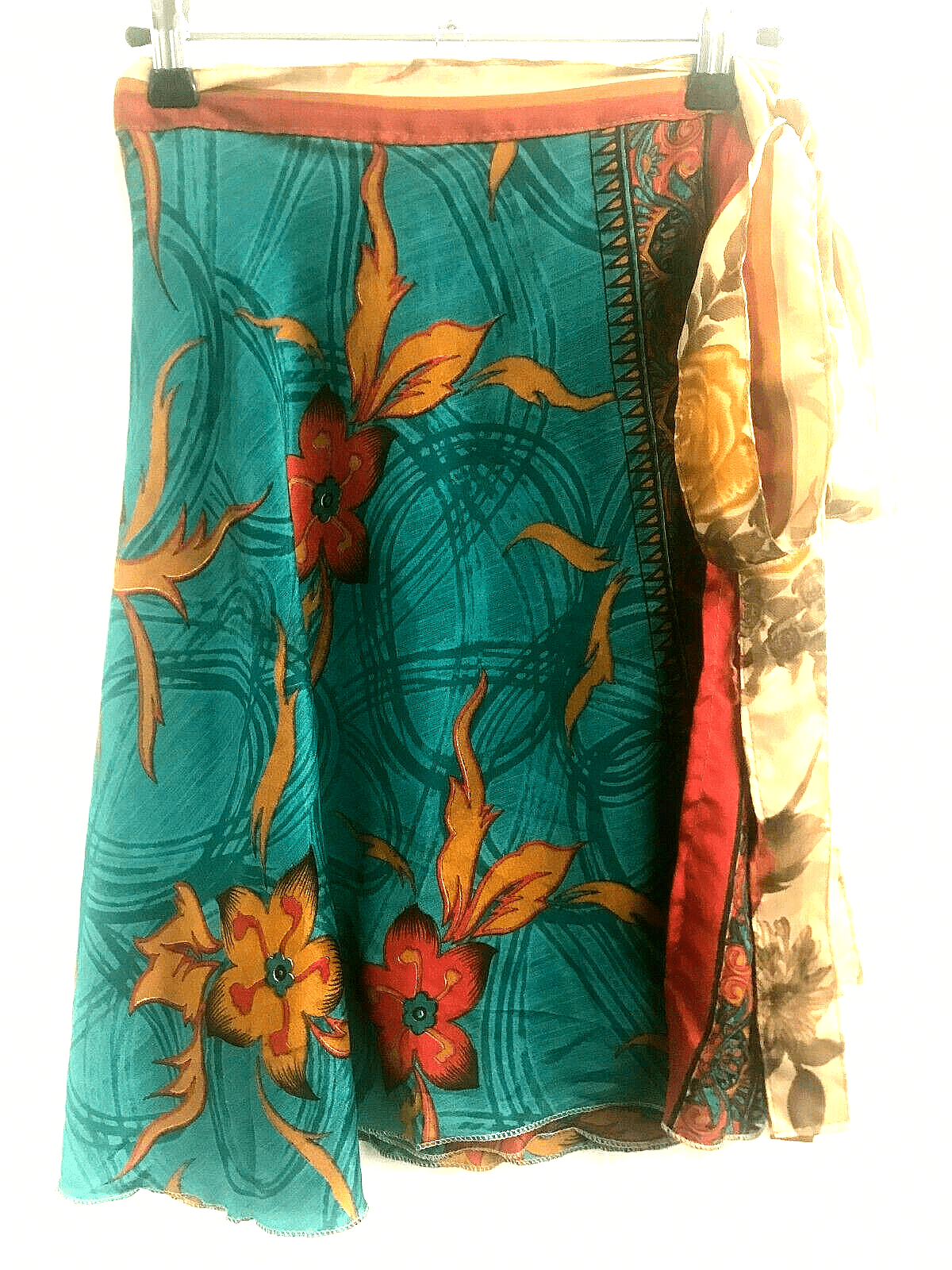 Festival Stall LTD Boho festival Clothing SHORT wrap SKIRT vintage SARI SILK reversible Pixie Boho Hippy Festival UK 8 - 18