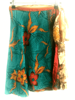 Festival Stall LTD Boho festival Clothing SHORT wrap SKIRT vintage SARI SILK reversible Pixie Boho Hippy Festival UK 8 - 18