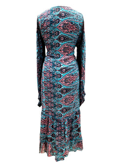 Festival Stall LTD Boho festival Clothing Boho hippy blue silk kimono wrap beach cover up kaftan dress uk 8 10 12 14 16 18