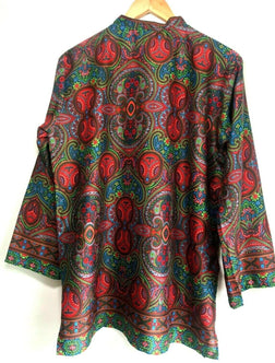 Festival Stall LTD Boho festival Clothing v - neck Tunic blouse Festival boho hippie retro ethnic print vintage Red green