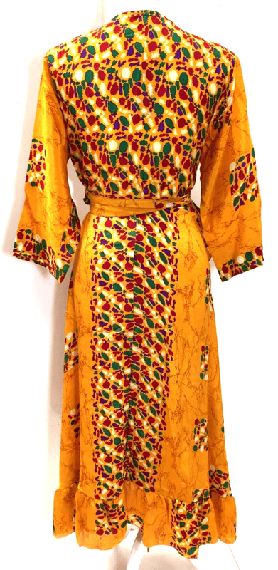 Festival Stall LTD Boho festival Clothing Vintage wrap DRESS boho UNIQUE handmade recycled INDIAN Sari Silk one size 8 - 14