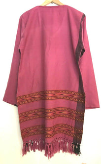 Festival Stall LTD Boho festival Clothing Tunic Top Boho Hippie Festival Winter Warm tassel long sleeve PINK long M L