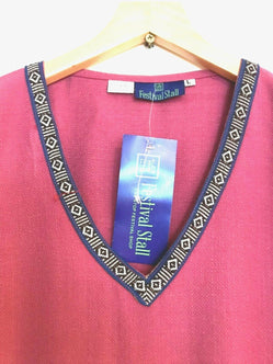 Festival Stall LTD Boho festival Clothing Tunic Top Boho Hippie Festival Winter Warm tassel long sleeve PINK long M L