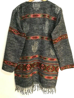 Festival Stall LTD Boho festival Clothing Boho hippie TUNIC grey winter warm tassel long sleeve blouse top 8 10 12 14
