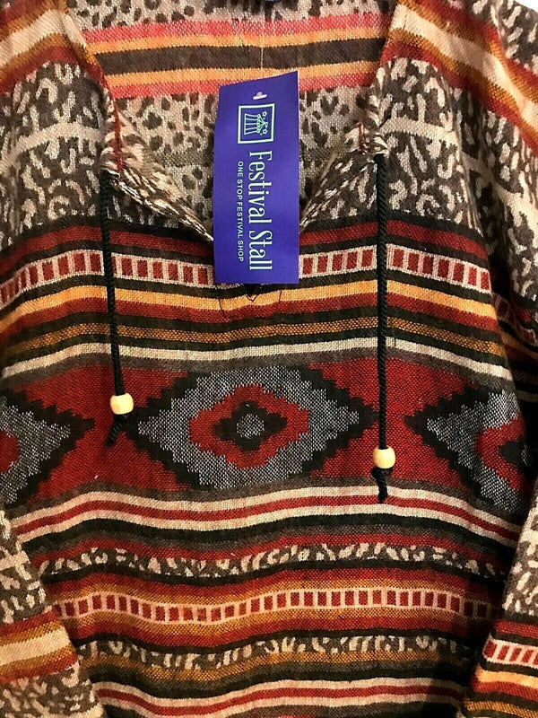 Festival Stall LTD Boho festival Clothing TUNIC Boho hippie JUMPER PULLOVER SWEATER Brown winter warm tassel top UK 8 - 14