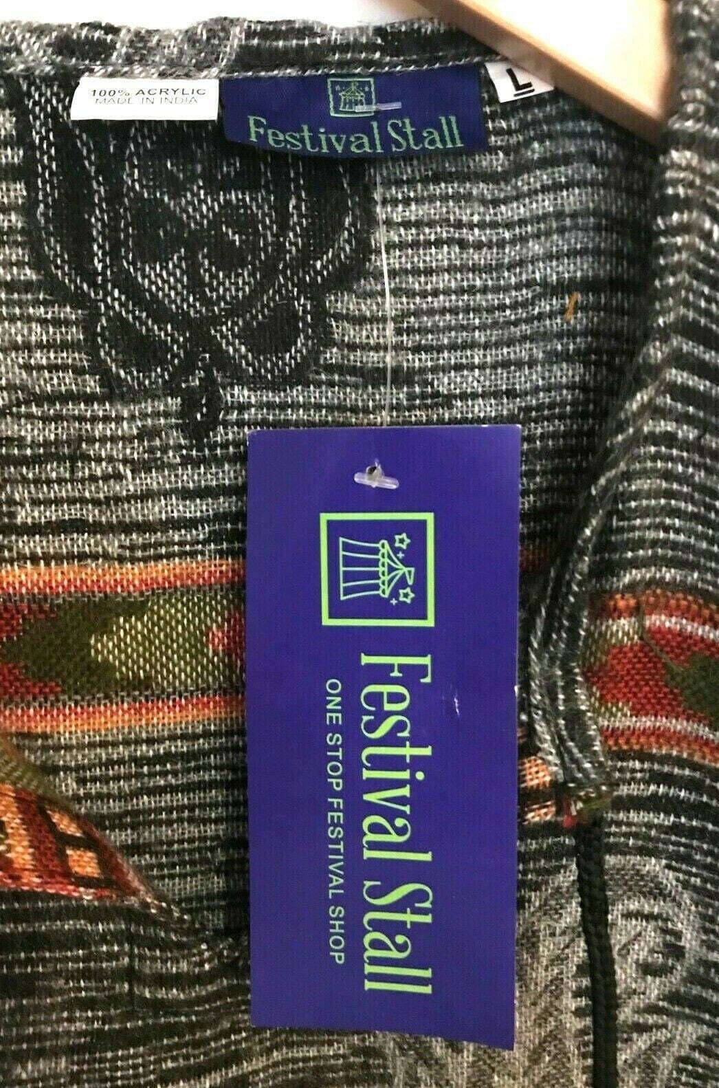 Festival Stall LTD Boho festival Clothing Boho hippie TUNIC grey winter warm tassel long sleeve blouse top 8 10 12 14