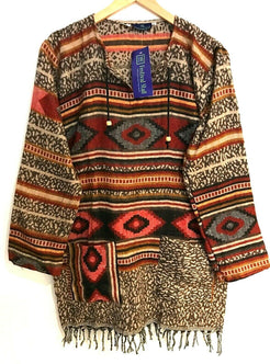 Festival Stall LTD Boho festival Clothing TUNIC Boho hippie JUMPER PULLOVER SWEATER Brown winter warm tassel top UK 8 - 14