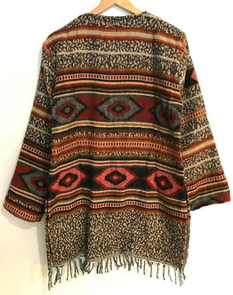 Festival Stall LTD Boho festival Clothing TUNIC Boho hippie JUMPER PULLOVER SWEATER Brown winter warm tassel top UK 8 - 14
