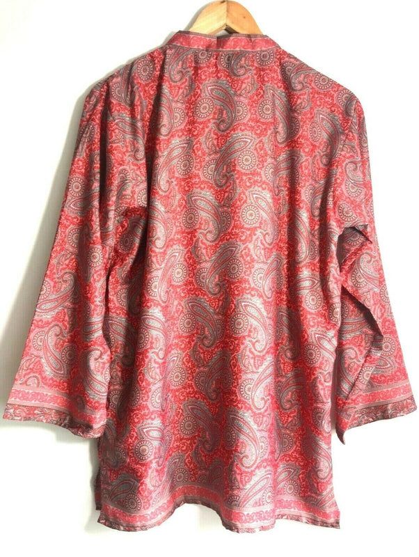 Festival Stall LTD Boho festival Clothing V - neck TUNIC long sleeve Festival boho hippie retro ethnic print pink beige