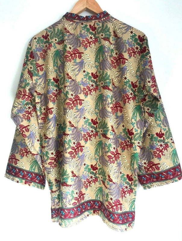 Festival Stall LTD Boho festival Clothing TUNIC TOP BLOUSE BOHO HIPPY Floral silk Indian Vintage retro UK 8 - 14