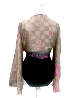 Festival Stall LTD Boho festival Clothing Blouse Top Kaftan Kimono Wrap Boho hippy festival retro SARI SILK vintage 8 - 14