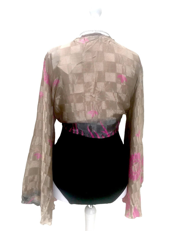 Festival Stall LTD Boho festival Clothing Blouse Top Kaftan Kimono Wrap Boho hippy festival retro SARI SILK vintage 8 - 14