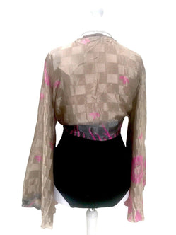 Festival Stall LTD Boho festival Clothing Blouse Top Kaftan Kimono Wrap Boho hippy festival retro SILK vintage 8 10 12 14