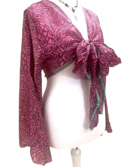 Festival Stall LTD Boho festival Clothing Blouse Top Kaftan Kimono Wrap Boho hippy festival retro SILK vintage 8 10 12 14