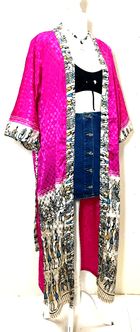 Festival Stall LTD Boho festival Clothing Kimono Cover up Gown - TOTALLY UNIQUE VINTAGE recycled INDIAN Sari Silk Handmade