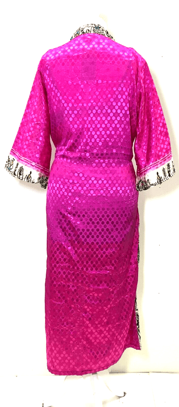 Festival Stall LTD Boho festival Clothing Kimono Cover up Gown - TOTALLY UNIQUE VINTAGE recycled INDIAN Sari Silk Handmade