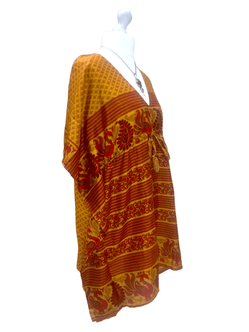 Festival Stall LTD Boho festival Clothing Tunic dress Kaftan Top Cover up Boho hippy festival Vintage Sari Silk retro 8 - 18