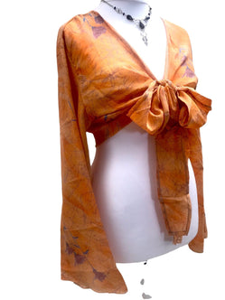 Festival Stall LTD Boho festival Clothing Blouse Top Kaftan Kimono Wrap Boho hippy festival retro SILK vintage 8 10 12 14