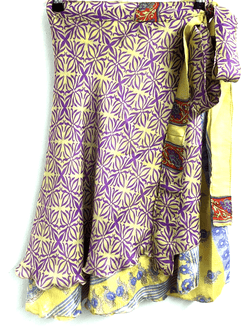 Festival Stall LTD Boho festival Clothing Wrap Skirt SARI SILK short reversible sexy Pixie Boho Hippy Festival UK 8 - 18