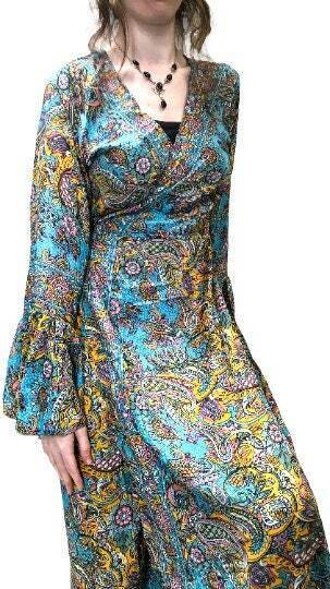 Festival Stall LTD Boho festival Clothing Wrap Dress Boho hippy silk long maxi, summer beach festival, party uk 8 10 12 14