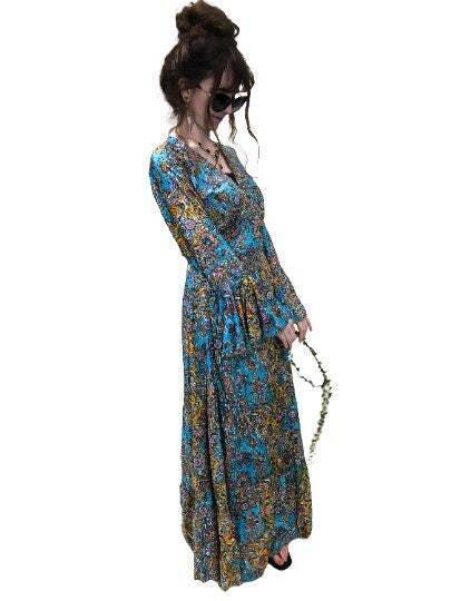 Festival Stall LTD Boho festival Clothing Wrap Dress Boho hippy silk long maxi, summer beach festival, party uk 8 10 12 14