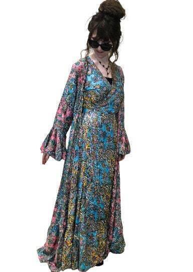Festival Stall LTD Boho festival Clothing Wrap Dress Boho hippy silk long maxi, summer beach festival, party uk 8 10 12 14