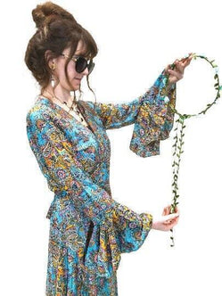 Festival Stall LTD Boho festival Clothing Wrap Dress Boho hippy silk long maxi, summer beach festival, party uk 8 10 12 14