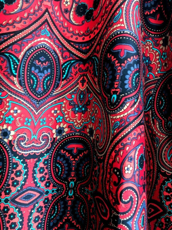 Festival Stall LTD Boho festival Clothing Blouse top Tunic SILK Festival boho hippie ethnic print red retro paisley 8 - 14