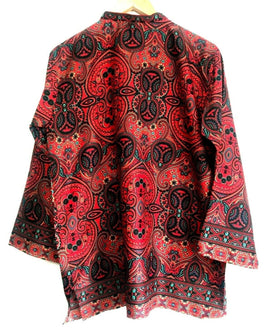 Festival Stall LTD Boho festival Clothing Blouse top Tunic SILK Festival boho hippie ethnic print red retro paisley 8 - 14