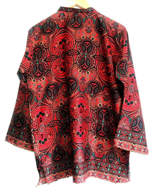 Festival Stall LTD Boho festival Clothing Blouse top Tunic SILK Festival boho hippie ethnic print red retro paisley 8 - 14