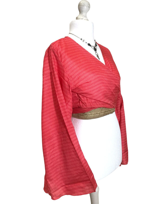 Festival Stall LTD Boho festival Clothing Blouse Top Kaftan Kimono Wrap Boho hippy festival retro SILK vintage 8 10 12 14