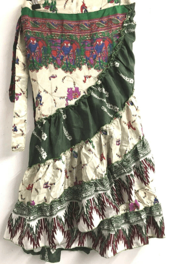 Festival Stall LTD Boho festival Clothing Wrap Skirt short frilled Boho hippy pixie Festival Sari Silk sexy party 6 8 10