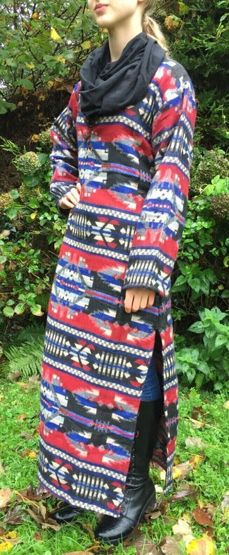 Festival Stall LTD Boho festival Clothing Long Tunic Dress warm kurta ethnic boho hippy festival outfit RED BLUE M L XL