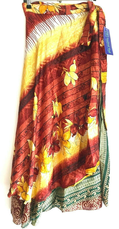Festival Stall LTD Boho festival Clothing Wrap Skirt Boho hippy Festival Sari Silk maxi long retro party 8 10 12 14 16 18