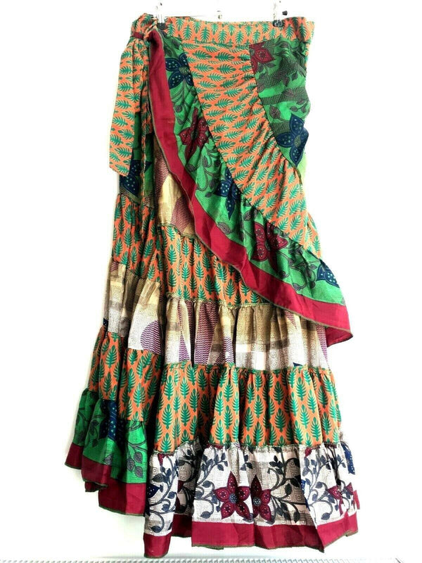 Festival Stall LTD Boho festival Clothing Wrap SKIRT long Frilled Maxi Boho hippy gypsy Festival Sari Silk party UK 8 - 18