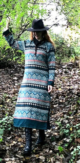 Festival Stall LTD Boho festival Clothing Boho Hippie Ethnic Indian Winter Kurta long Dress Tunic 6 8 10 12 14 16 M L XL